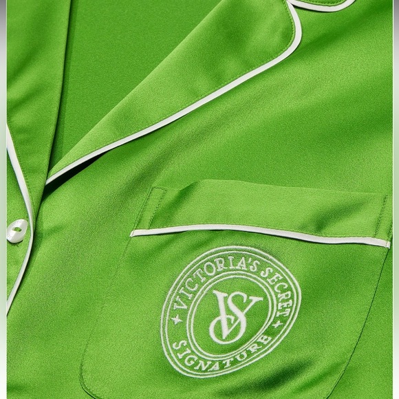 Victoria's Secret Green Satin Pajama with Logo - Picture 2 of 5